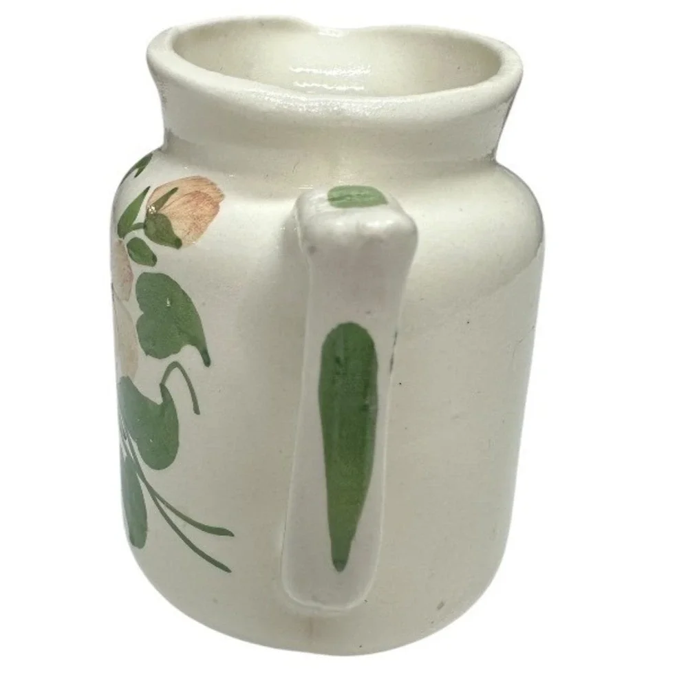 Cash Family Creamer Pottery Hand Painted Floral Flower Blossoms‎ w/ Leave Glazed